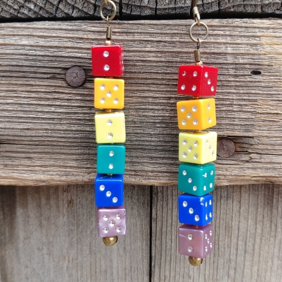 🌈HP🌈Handmade Lucky Roll of the Dice Earrings🌈 - Picture 5 of 7